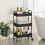 Homcom (Black) HOMCOM 3 Tier Rolling Utility Cart with 3 Mesh Basket 9