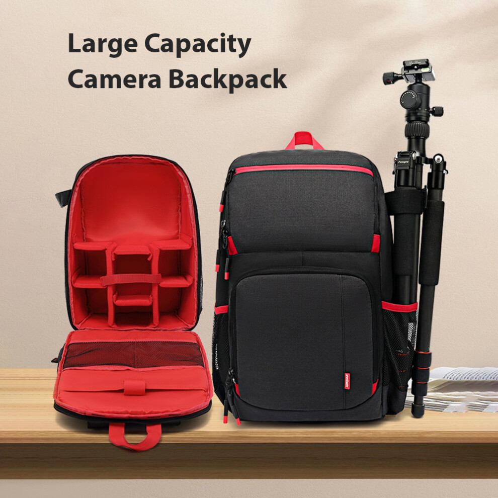 Water-Resistant Camera Backpack Large Capacity Photography Bag With Tripod Holder 15.6 Inch Laptop Compartment For Women Men 3272219430818