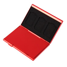 Custodia portaoggetti in alluminio a 12 scomparti compatibile con schede di memoria Micro SD e TF (rossa)