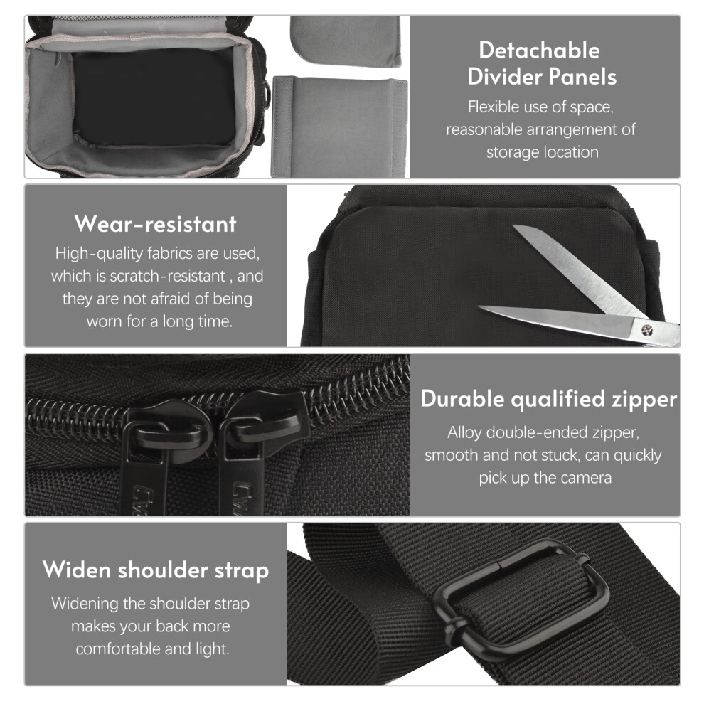 Cwatcun Water-Resistant Shock-Proof Camera Shoulder Bag With Removable Dividers For Mirrorless Camera, Travel Camera Case With Shoulder Strap 3465687769577