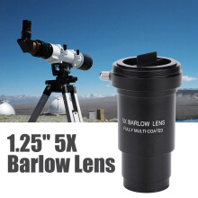 Meervoudig gecoate 1,25" 5x Barlowlens met M42-schroefdraad, compatibel met oculairs van 31,7 mm voor telescopen.