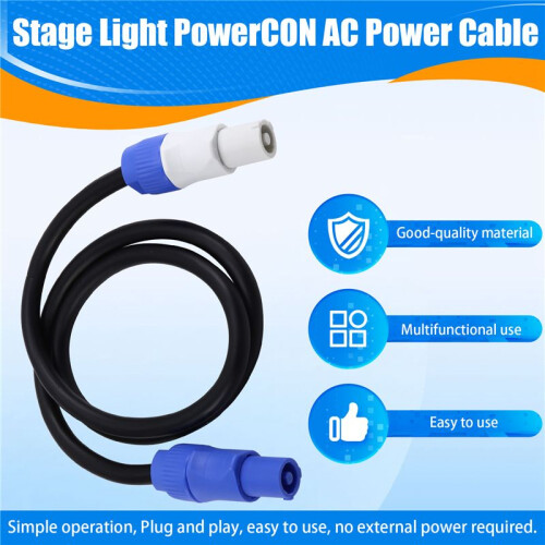 Stage Light PowerCON AC Power Cable in/OUT Conversion Extension Wire 3x1.5mm² for Smoke Machine  Moving  Audio 1