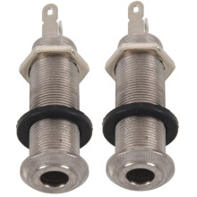 2X Toma de Guitarra Eléctrica Cilindro Roscado de Cromo Salida Jack de Entrada Enchufes de 1/4 de Pulgada