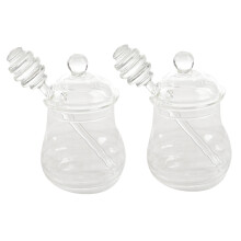 2X Transparentes Glas Honigglas mit Deckel Honigglas mit LöFfel, Klar, 9 Unzen