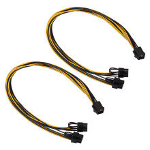 2X PCI-E PCI Express 6Pin Female to Dual Dual 2-Port 8Pin (6 + 2Pin) Male F/M Adapter GPU Video Card Power Cord 20cm
