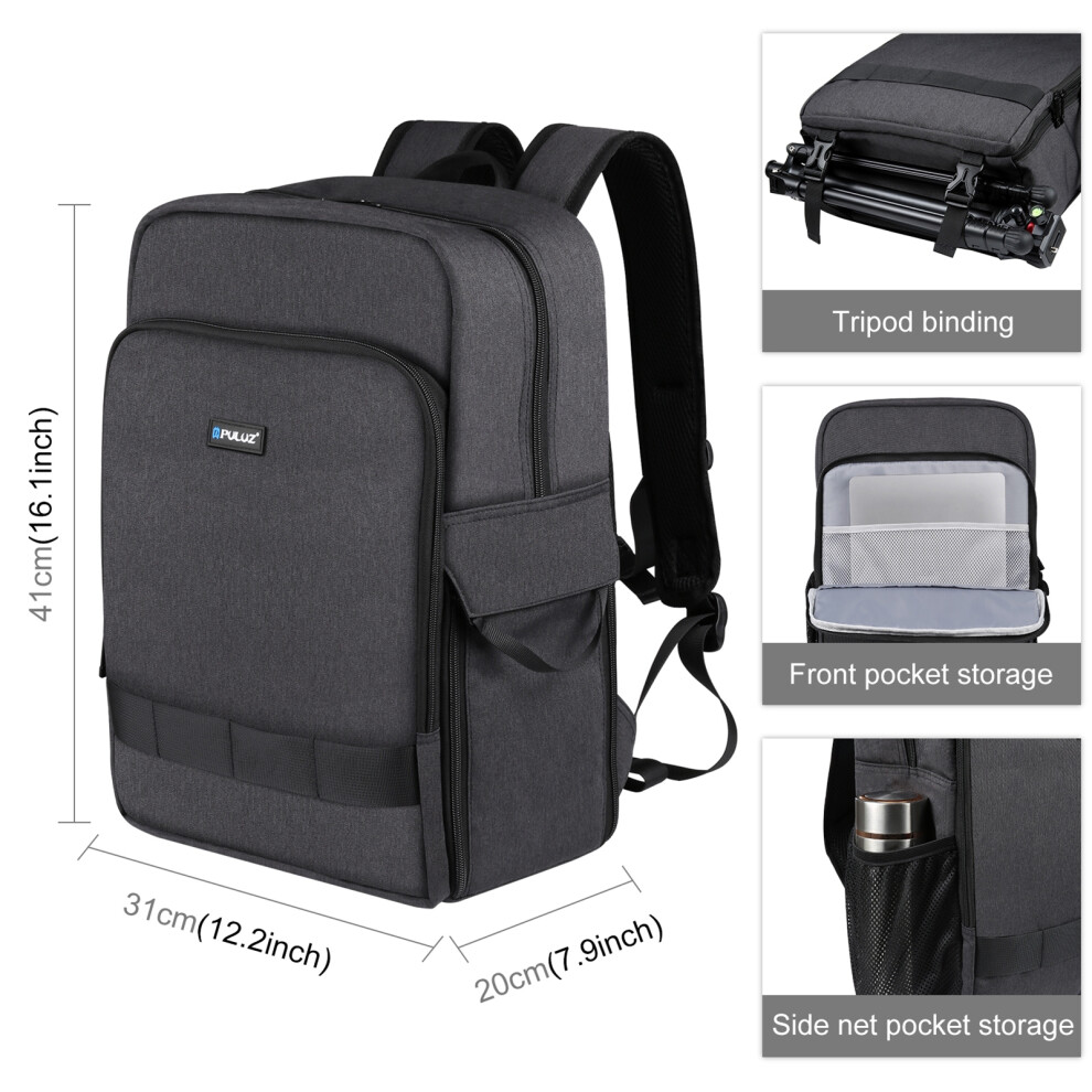 Puluz Pu5017b Portable Camera Backpack, Dual Shoulder Straps, Large Capacity, Laptop Compartment, Tripod Holder, For Photographers 3209946118030