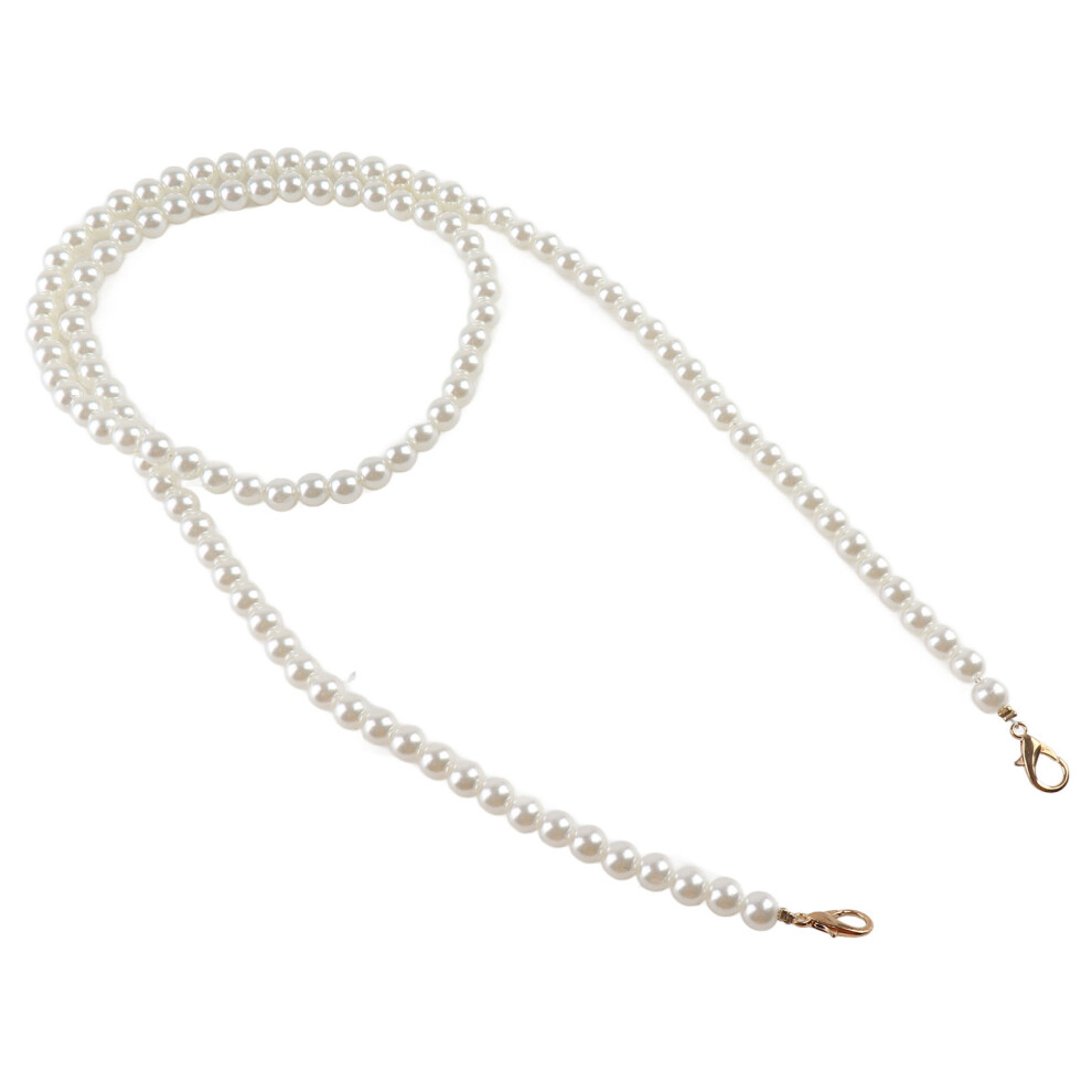 110Cm 10Mm Artificial Pearl Handle Strap Pearl Chain Replacement Beads Bag Chain For Purses Handbags Wallets Big And Small Bags White 3838452889426