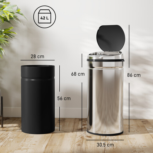 Homcom (S) HOMCOM Sensor Bin, Stainless Steel Kitchen Bin with Automatic Close 2