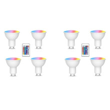 8 Stuks Gu10-Lampen en 1 Afstandsbediening met Geheugenfunctie 17 Kleuren Verwisselbare Spotverlichting 4 Dynamische Verlichtingsmodi Spotverlichting