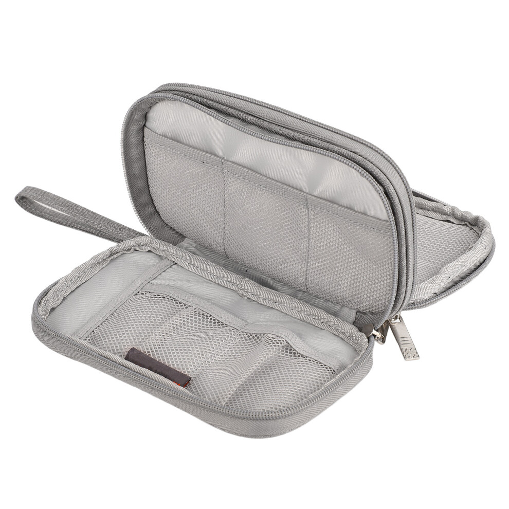 Electronic Organizer Portable Compact Travel Double Layer Electronic Storage Bag Compatible With Cable Cord Charger Phone Earphone Grey 3410272341652