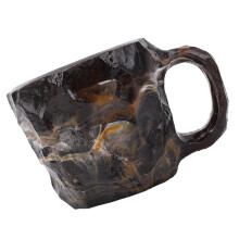 Mug Caife Criostail Mianraí Bréige 320ml Mug Caife Maisiúil Só le Líneáil Cruach Dhosmálta atá Oiriúnach don Oifig Baile Dubh