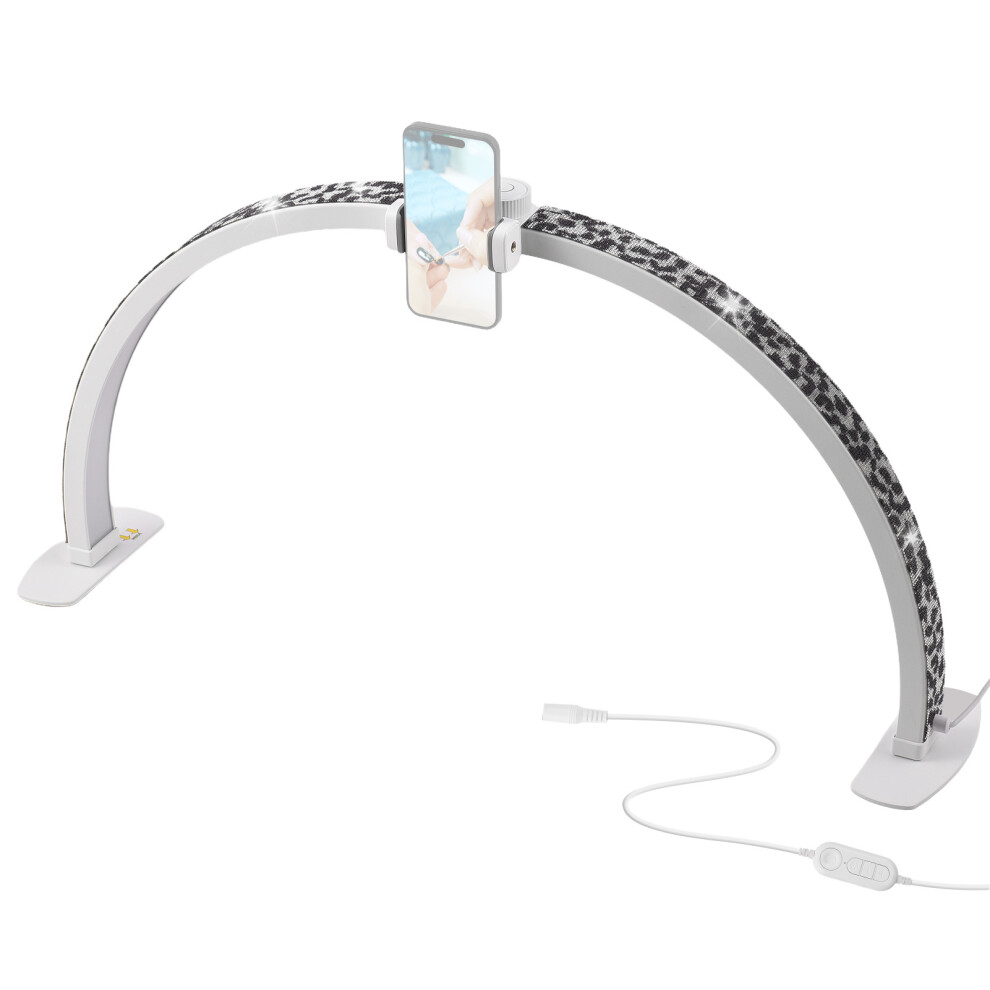 Light 38W Dimmable Foldable Desktop Half Moon Led Lamp 3000K-6000K With Phone Holder For Nail Eyelash Makeup Tattoo Salon Desk