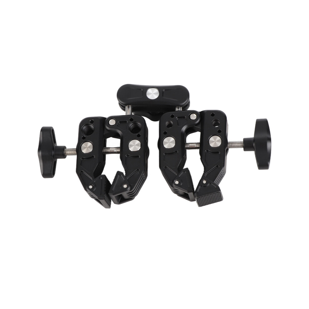 Double Camera Clamp 360 Degree Dual Clamp Camera Mount Crab Plier Clip With 1/4 3/8 Inch Interface Cold Shoe Compatible With Photography 3128733298574