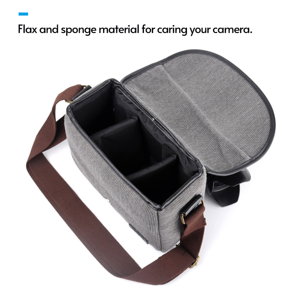 Camera Bag Slr/Dslr Gadget Bag Stylish Shoulder Carrying Bag Photography Accessory Gear Case Flax Material 3456411235567