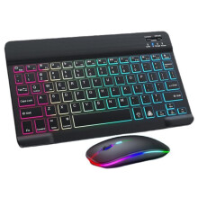 10inch Tablet Wireless Keyboard and Mouse RGB Backlit Rechargeable English Keyboard Mouse Combo Kit