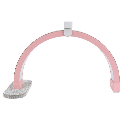 Luminária de mesa para manicure em formato de meia-lua de 16 polegadas, 20W, 3200 a 5600K, com strass e suporte para celular.