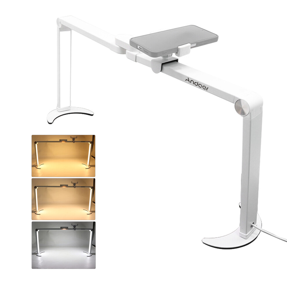 Andoer Hd-M21x Foldable Desktop Fill 35W 10-Level Brightness 3200K-5600K With Phone Holder For Nail Desk Eyelash Tech Makeup Tattoo Salon Light 3474741647263