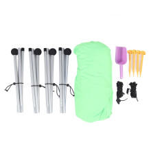 Strandtent met zonnescherm UPF50, opklapbaar, met 4 aluminium stokken, geschikt voor kamperen, vissen, plezier in de achtertuin en picknicken. Groen.