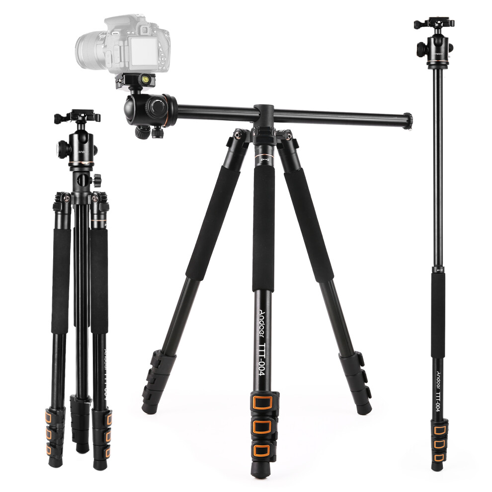 200Cm/78.7 Inch Aluminum Alloy Camera Tripod Monopod With Horizontal Mount Ball Head 4-Section Extendable For Dslr Ildc Cameras Max Load 8Kg 3266432692962