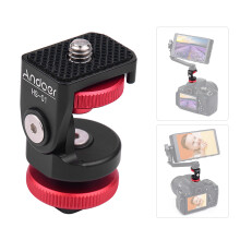 Andoer HS-01 Cold Shoe Mount Adapter Beugelhouder Aluminiumlegering met 1/4 inch schroef, compatibel met LED-verlichting, videomonitor, DSLR-camera