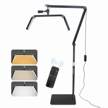 30-W-LED-Bodenleuchte, faltbar, 3200–5600 K, dimmbar, mit verstellbarem Metallstativ, Handyhalterung und Fernbedienung für Kosmetikstudios
