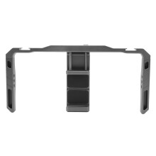 Telefooncamerakooi van aluminiumlegering met dubbele handgrepen, draagbare telefoonrig, compatibel met videomakers, filmmakers en videografen.