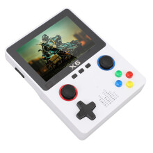 Draagbare spelconsole voor twee spelers met dubbele joystick, 3,5 inch HD IPS-kleurenscherm, 2000 mAh-batterij, wit, voor ontspanning en vermaak.
