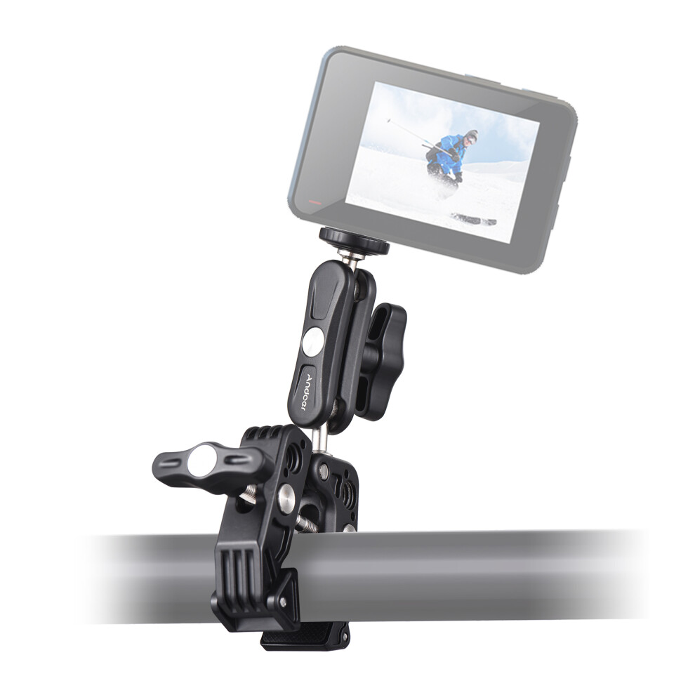 Andoer Super Clamp Mount With Dual 360 Rotatable Ball Head 1/4 Inch & 3/8 Inch Threads For Gopro Hero 11/10/9/8 Dslr Cameras Smartphone 3303296896799