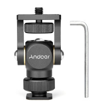 Andoer Video Monitor Mount Mini LED Light Bracket Holder Ballhead Aluminum Alloy with Cold Shoe Mount 1/4 Inch Screw Compatible With DSLR Camera