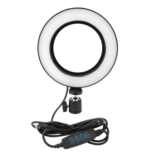 Luz de vídeo LED USB de 6 polegadas com intensidade ajustável, compatível com fotografia, selfies e estúdio ao vivo.