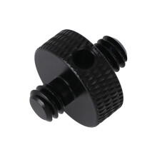 Adaptador de rosca macho de 1/4" para câmera, compatível com tripés, gaiolas e cabeças de bola. Preto.