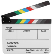 Acrylic Director Scene Clapperboard TV Movie Action Board Film Cut Prop with Pen (Color/White)
