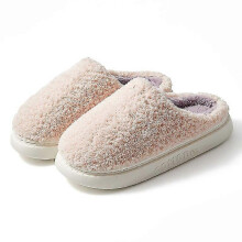 (38-39 9.2-9.4 inch)Winter Warm Slippers For Women Men Home Fluffy Furry Slippers New Fashion Soft Plush Platform  Non Slip Bedroom Slides A-pink