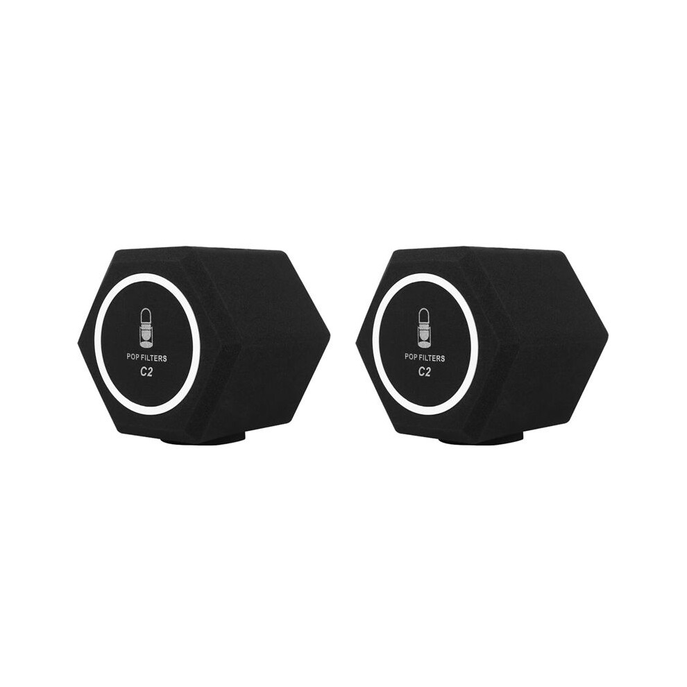 2X C2 Microphone -Filter Wind Shield Acoustic For Record Studios Mic Sound-Absorbing Foam Vocal Isolation 6031327138507