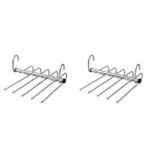 2X 5 Layers Folding Pants Hangers Stainless Steel Space Saving Clothes Rack Organizer for Wardrobe Jeans Trousers Scarf