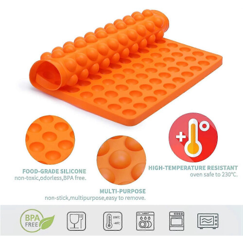 (Orange) Silicone Baking Mat - 1cm With Knobs For Making Dog Snacks 2