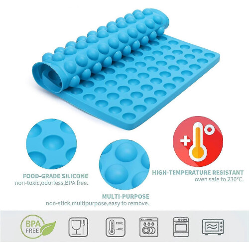 (Blue) Silicone Baking Mat - 1cm With Knobs For Making Dog Snacks 2