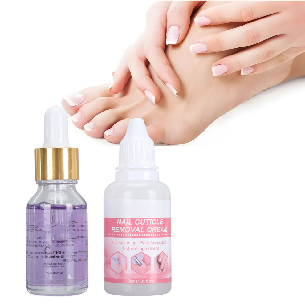 Lavender Nail Cuticle Care Kit 15Ml Oil + 30Ml Remover With Steel Pusher