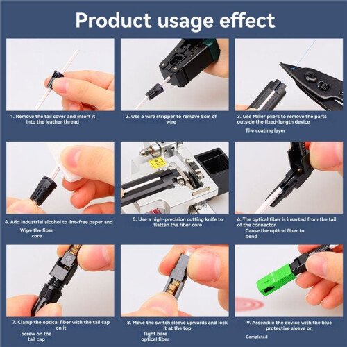 10 Pcs FTTH SC APC Optical Fiber Cable Quick Connector Fast Cold Connection Adapter for CATV Network Installation 1