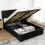 Homcom (Black) HOMCOM Double Bed Frame with Storage and Adjustable Velvet Headboard 2