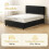 Homcom (Black) HOMCOM Double Bed Frame with Storage and Adjustable Velvet Headboard 3