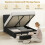 Homcom (Black) HOMCOM Double Bed Frame with Storage and Adjustable Velvet Headboard 4