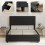 Homcom (Black) HOMCOM Double Bed Frame with Storage and Adjustable Velvet Headboard 8