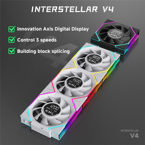 3 Pezzi Ventola per Case da 120 mm con Display Digitale Raffreddamento per Computer ARGB CPU Cooler con Schermo Infinite Mirror Design 600-2100 RPM D 1