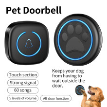 (White US) Smart Wireless Pet Training Doorbell, Waterproof LED Flashing Dog Bell, Touch-Activated Pet Doorbell, Ideal for Potty Training and Home Use