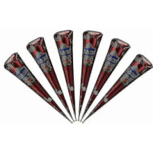 Pack of 6 Fresh Quality Dark Brown Natural Henna Mehndi Cones for Temporary Tattoos, Body Art, Festivals