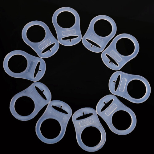 20 Pcs Button Silicone Ring Mam Pacifier Holder Mannequin Clip Adapter Transparent 2