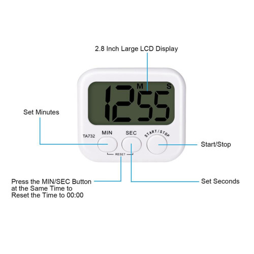 3X Digital Kitchen Timer, Large Screen Large Font Display, Magnetic Back Cooking Timer, Loud Alarm 1