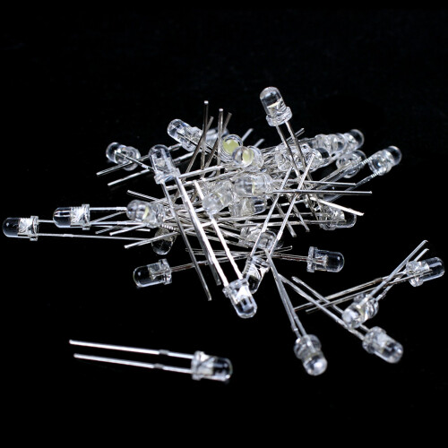 80 Pieces 3mm White LED Lamp Light Emitting Diode  2.5V-3V 1