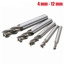 10PZ Fresa Un Codolo Cilindrico 4 Taglienti Hss Punta 4/6/8/10 / 12mm per Utensile di Fresatura Cnc